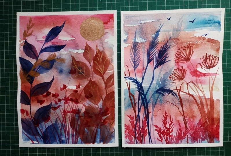 Layering watercolours