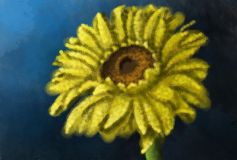 Gouache Sunflower with happy dots