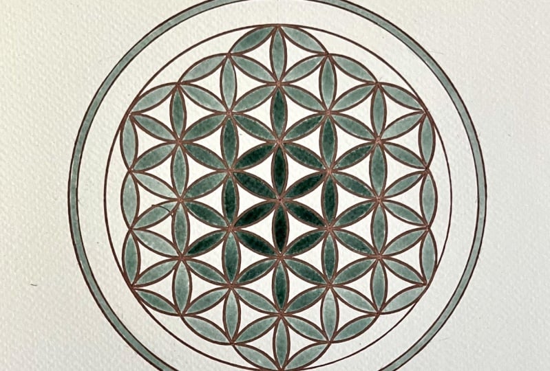 Forest green gradient Flower of Life mandala