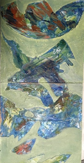 abstract 2 wood panels (won't fit) - student project