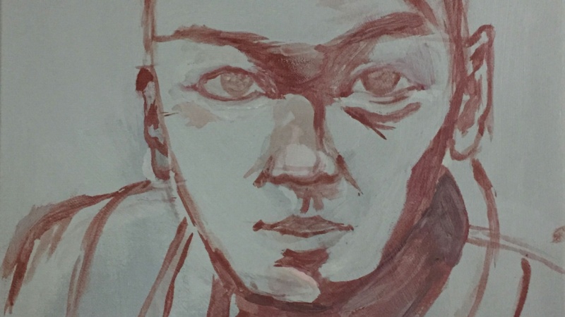 Grade 12 Visual Art Student Underpainting