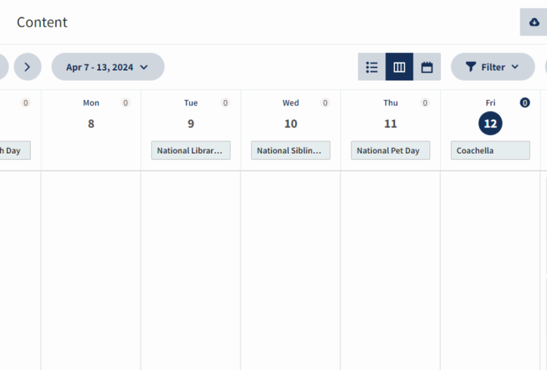 My content calendar using Hootsuite!
