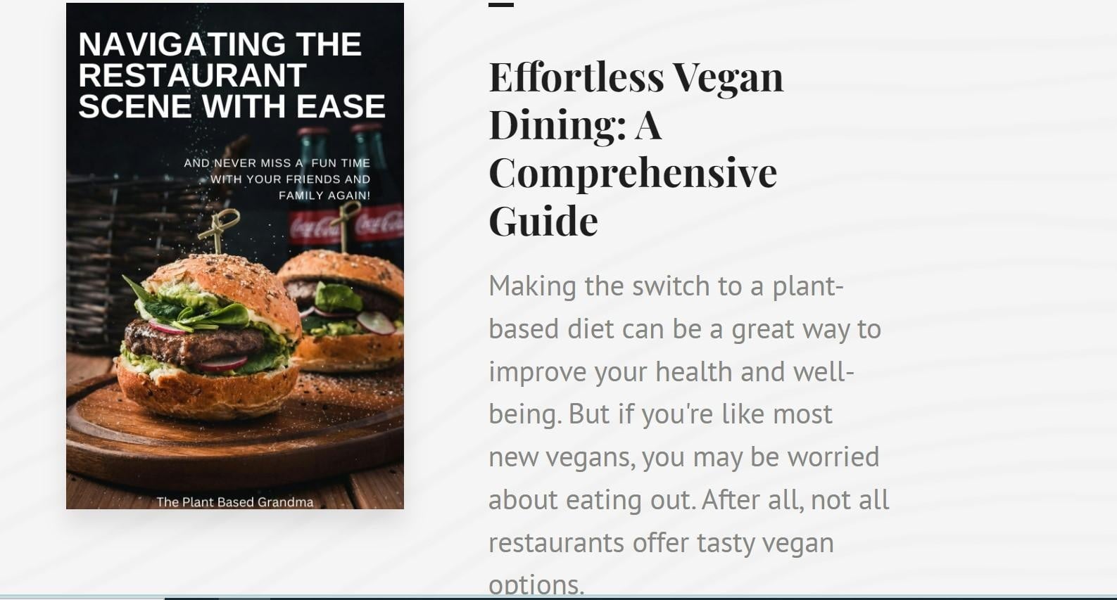 The Plant Based Grandma Landing Page - student project