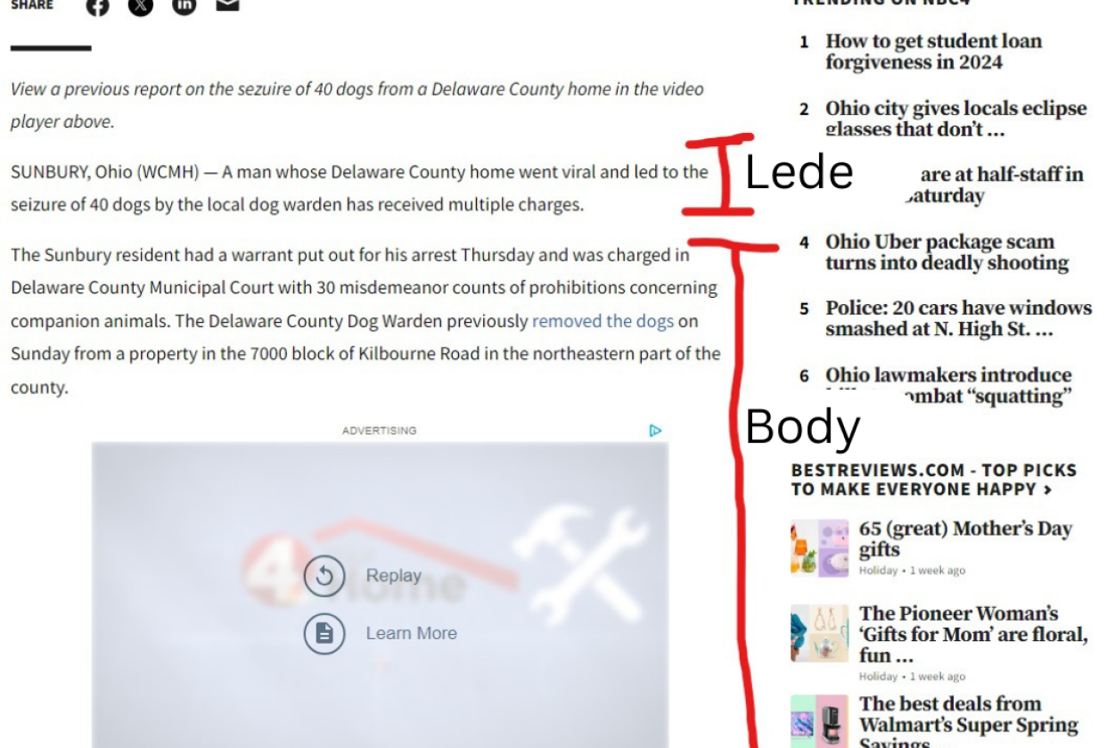 Dissecting News Articles - student project