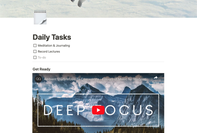 Started my own Daily Tasks page