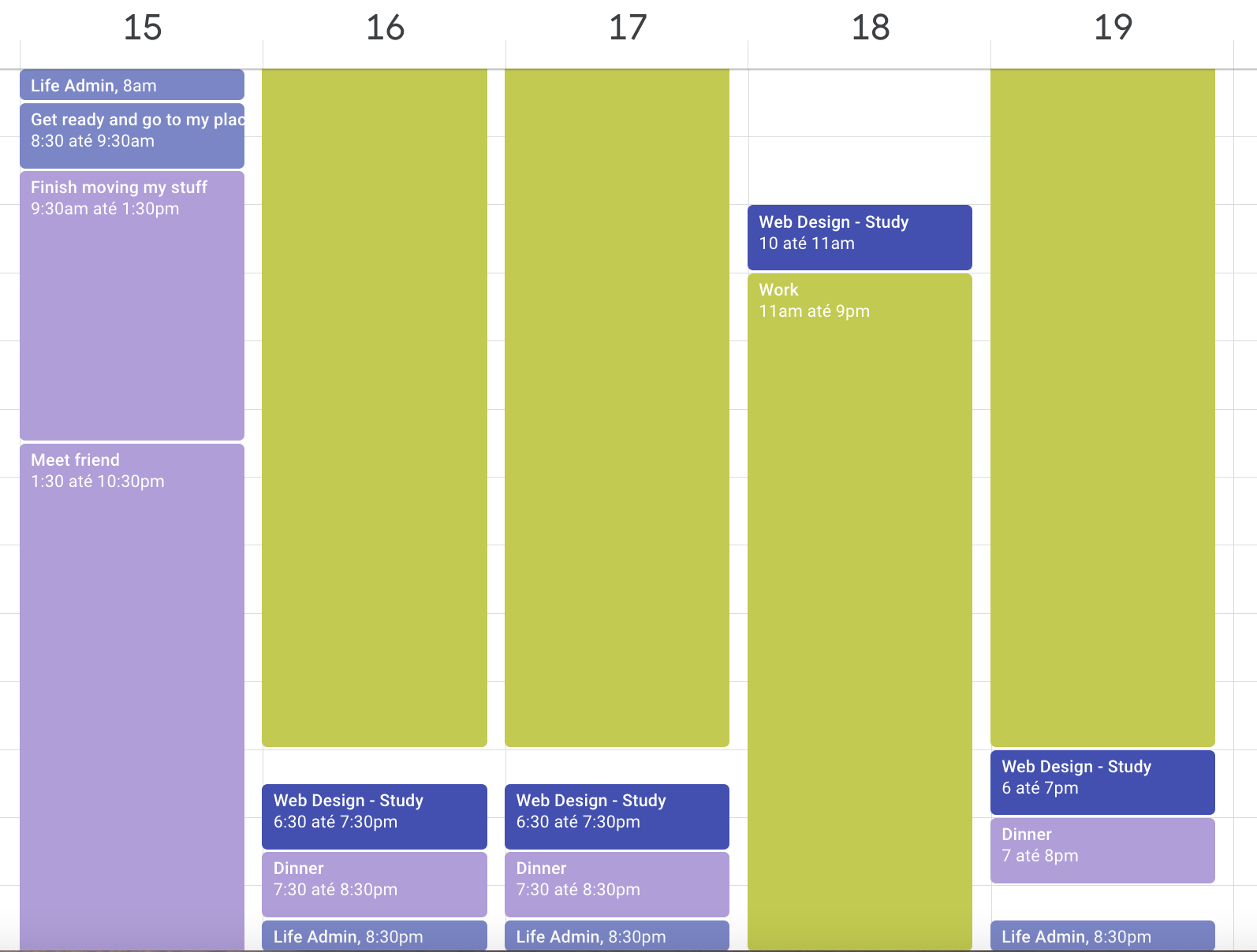 Google Calendar - student project
