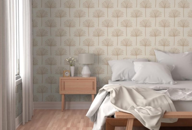 Modern Boho Fan Palms Palmetto, wheat and oatmeal, warm minimal