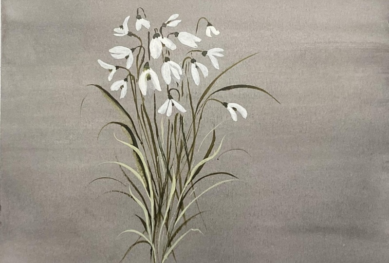 Loose watercolor snowdrops