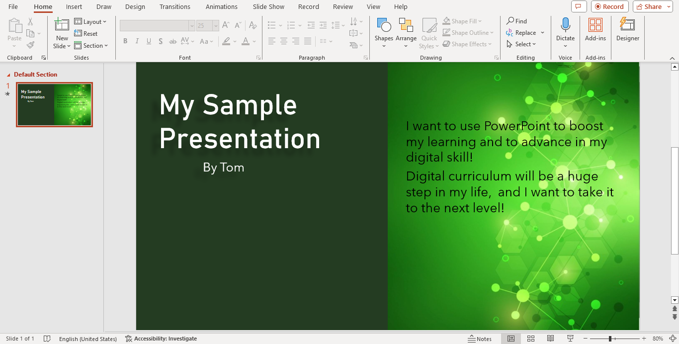 My sample presentation - student project