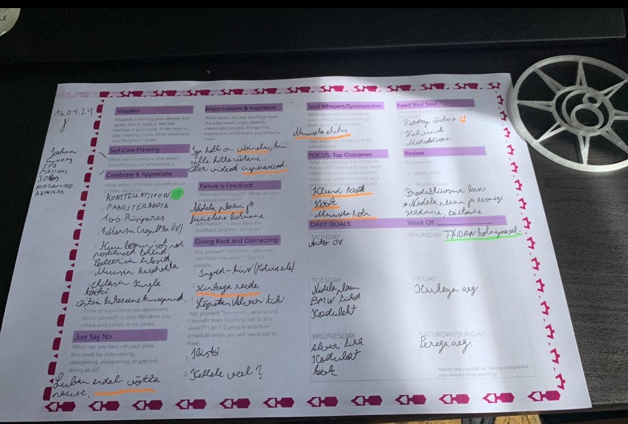 My week planning. - student project