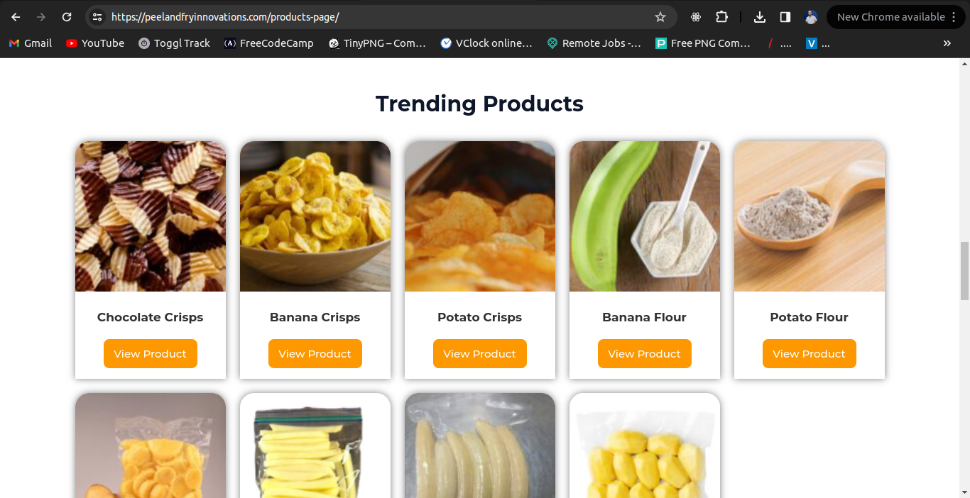 Peel and Fry Innovations Product page - student project