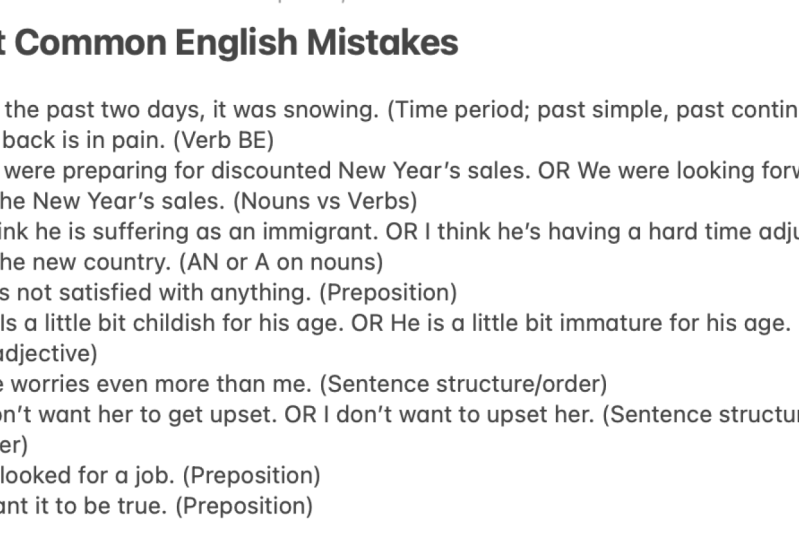 Common English Mistakes