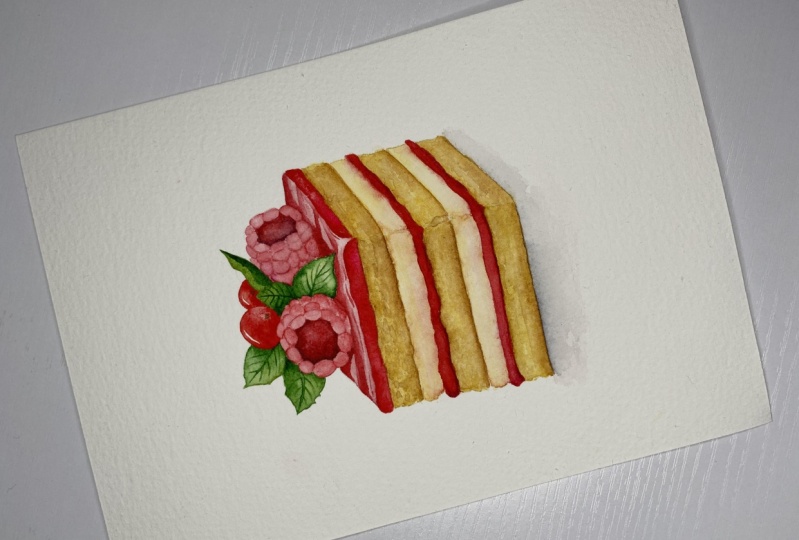 Raspberry cake slice