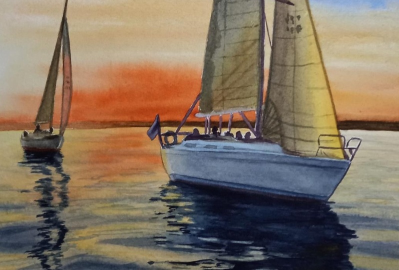 Sailboats and Water Reflections