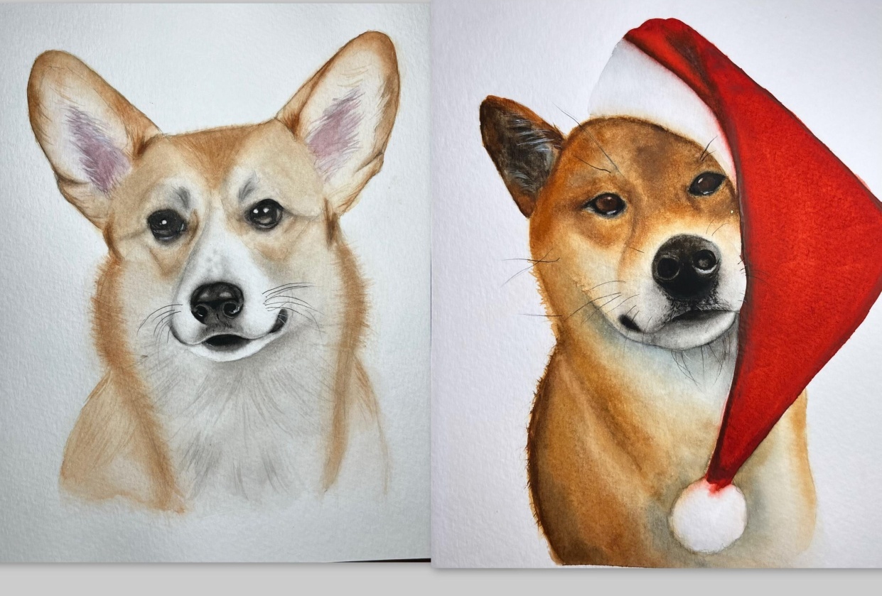 Watercolor Dog Portrait - student project