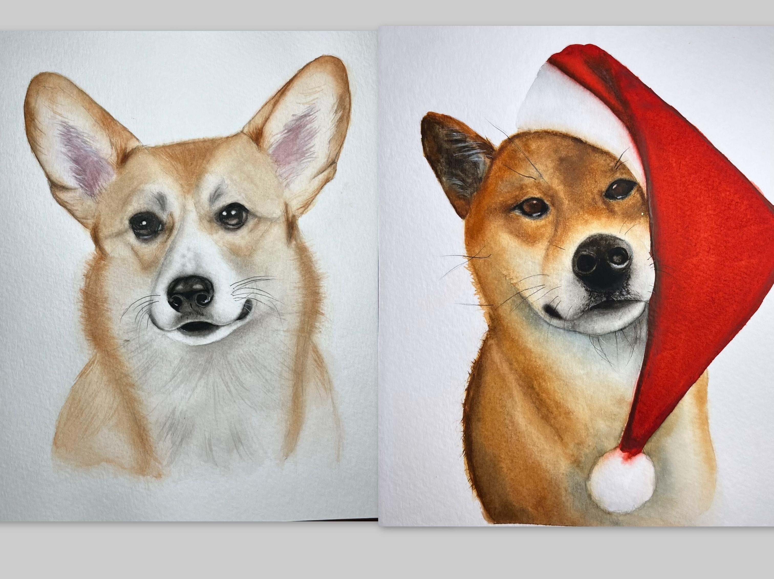 Watercolor Dog Portrait - student project