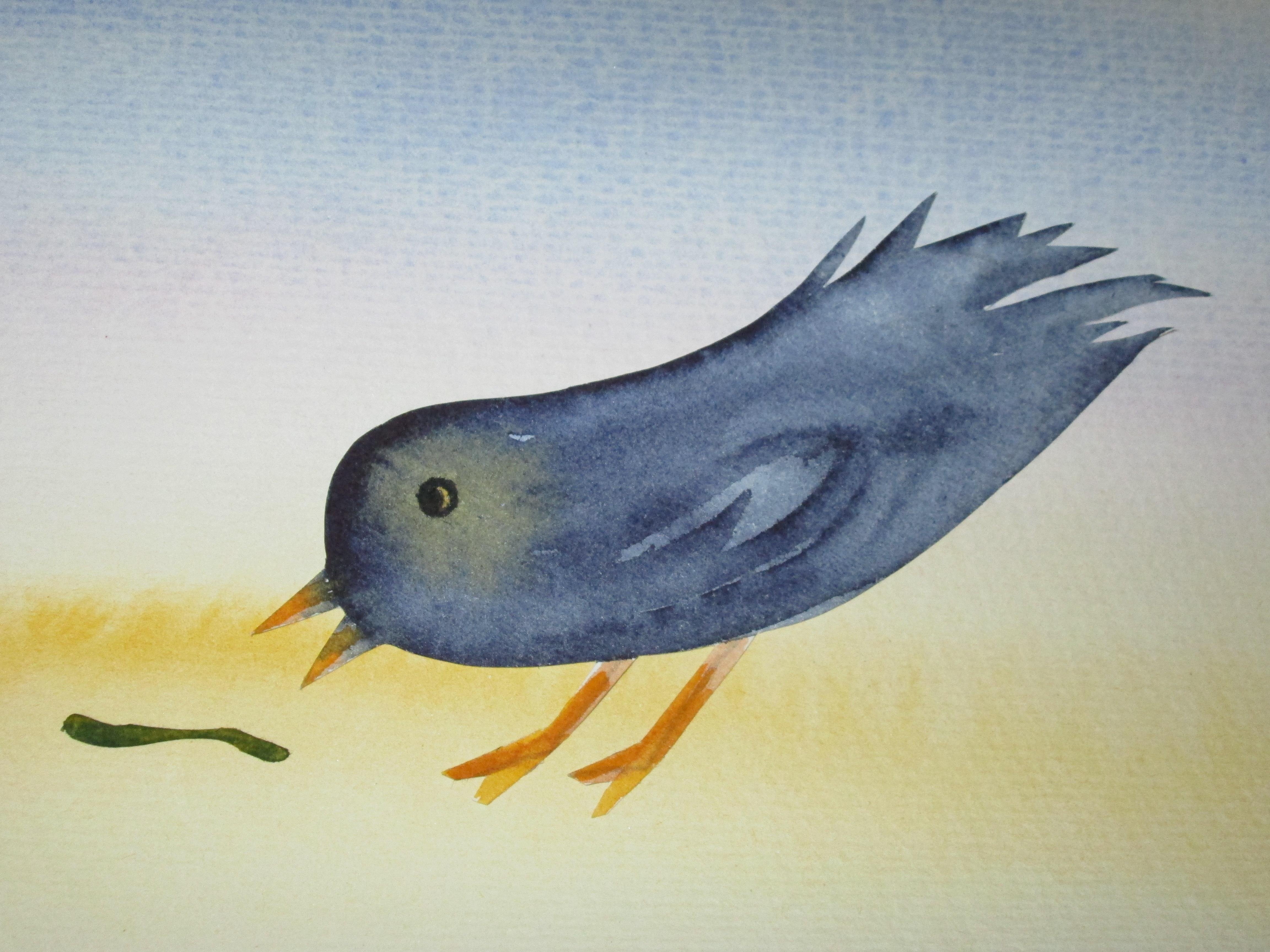 Watercolor Collage Bird - student project