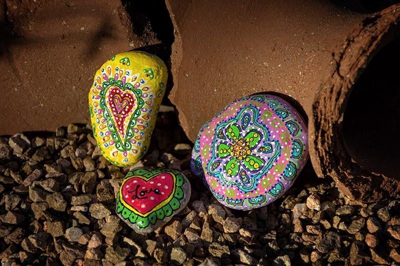 Acrylic Painted Crafts: Kindness Rocks! - student project