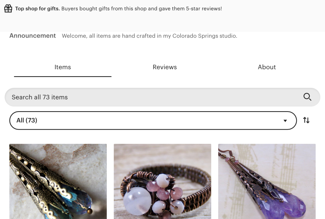 My Etsy Shop - student project