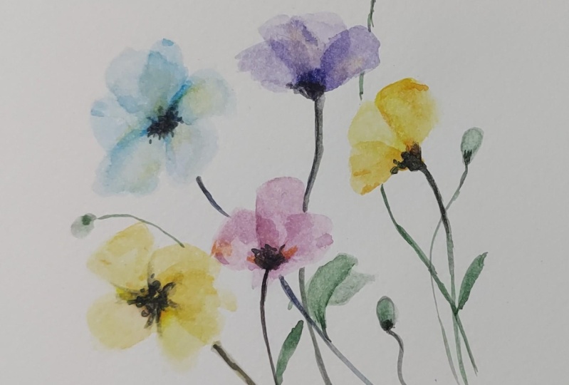 Layered watercolor floral painting class by Alifya P Tarwala