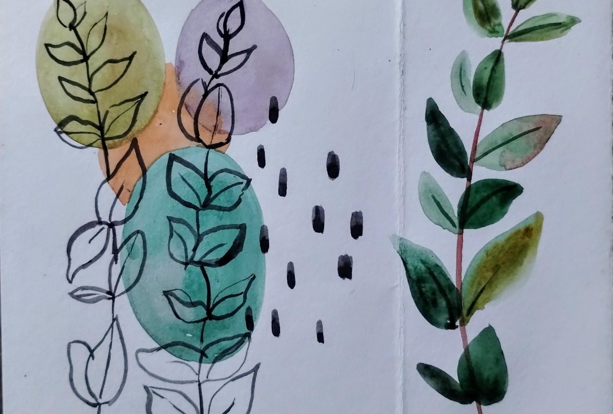 Painting botanical from live reference with Garima - student project
