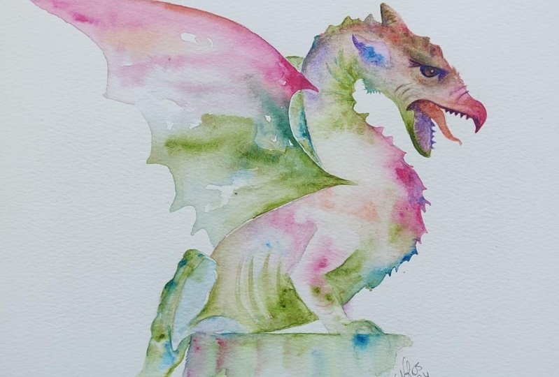 Watercolor Free Flow Dragon