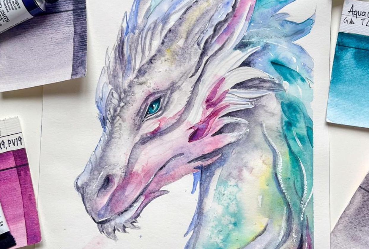 Drache: Eine Aquarell-Masterclass mit Jane Davies | Jane Davies | Skillshare, image size:1242x839