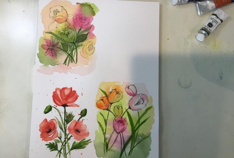 Watercolor Cards Ink and Wash