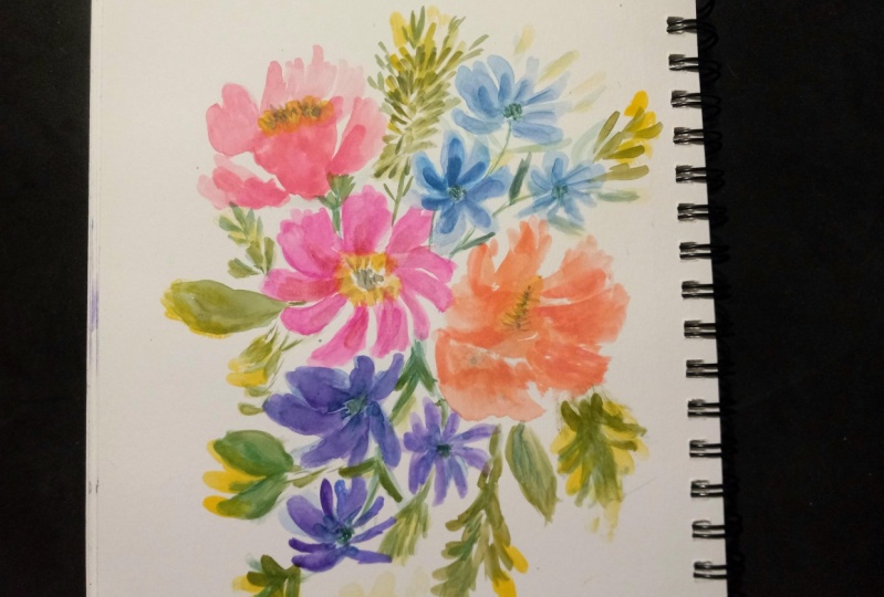Loose Flowers with a Filbert Brush