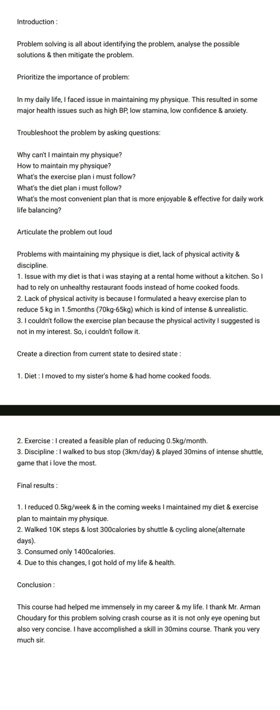 My journey into a healthy life