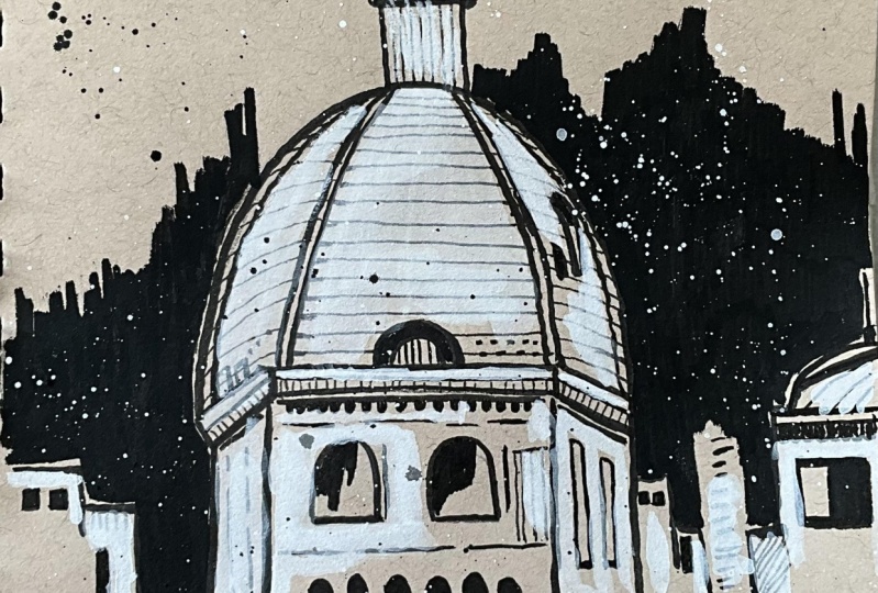Urban Sketching on Brown Paper