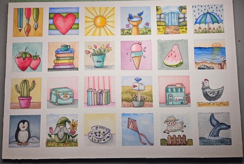 Tiny watercolor illustrations