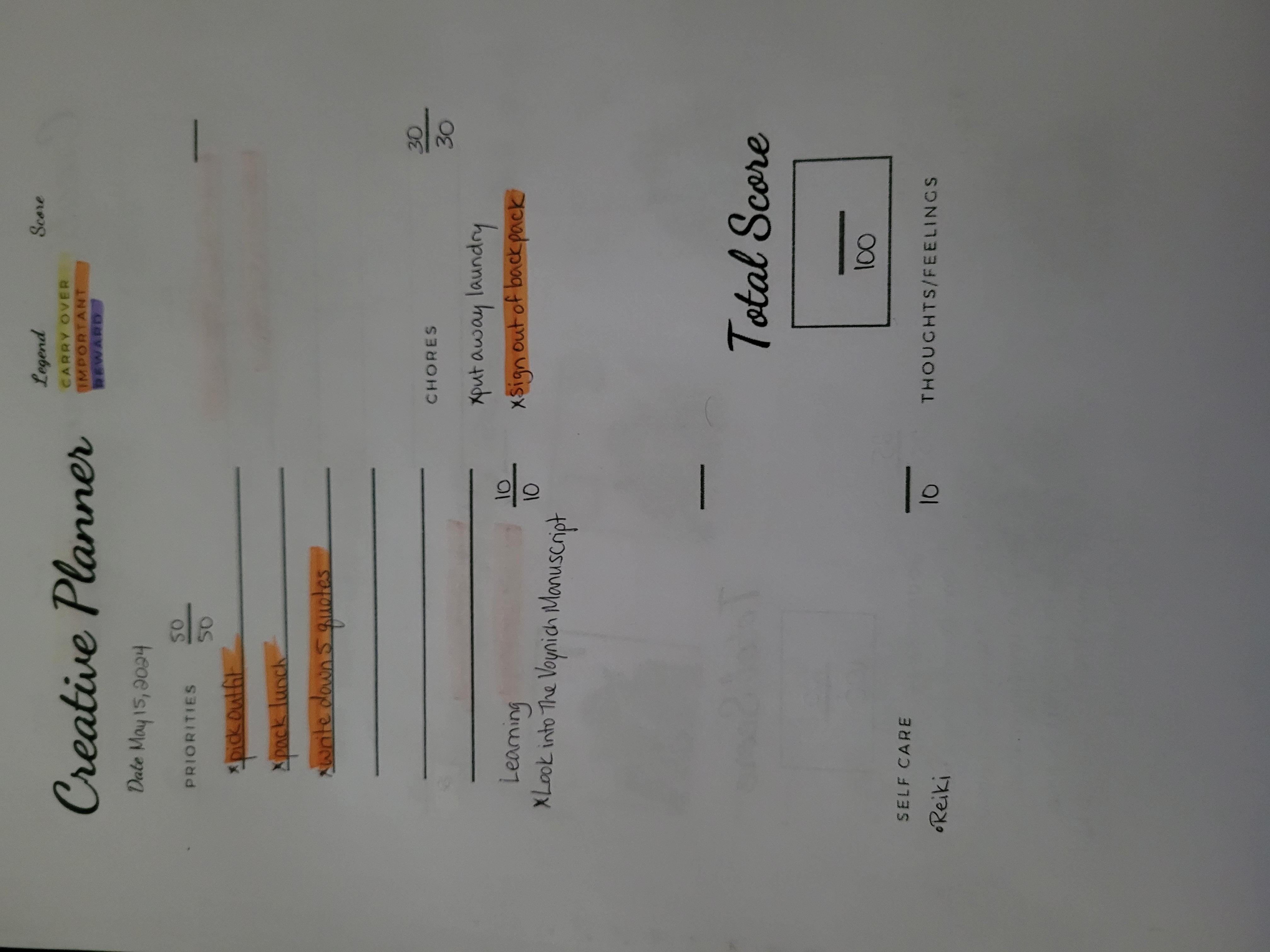 My daily planner - student project