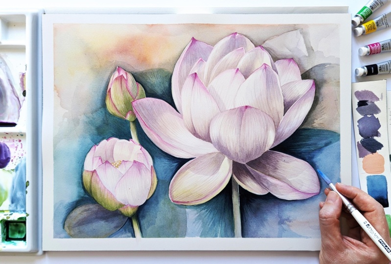 White Watercolor Lily