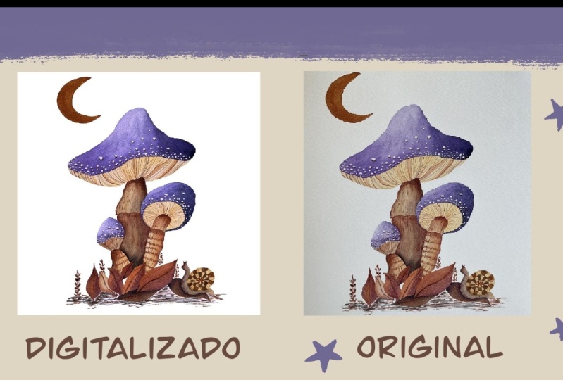 Hongos morados digitalizados