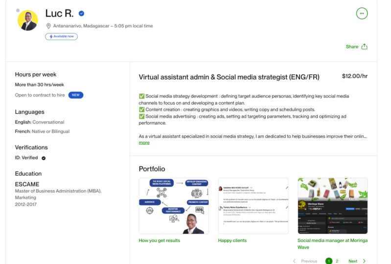 My first upwork account opened 