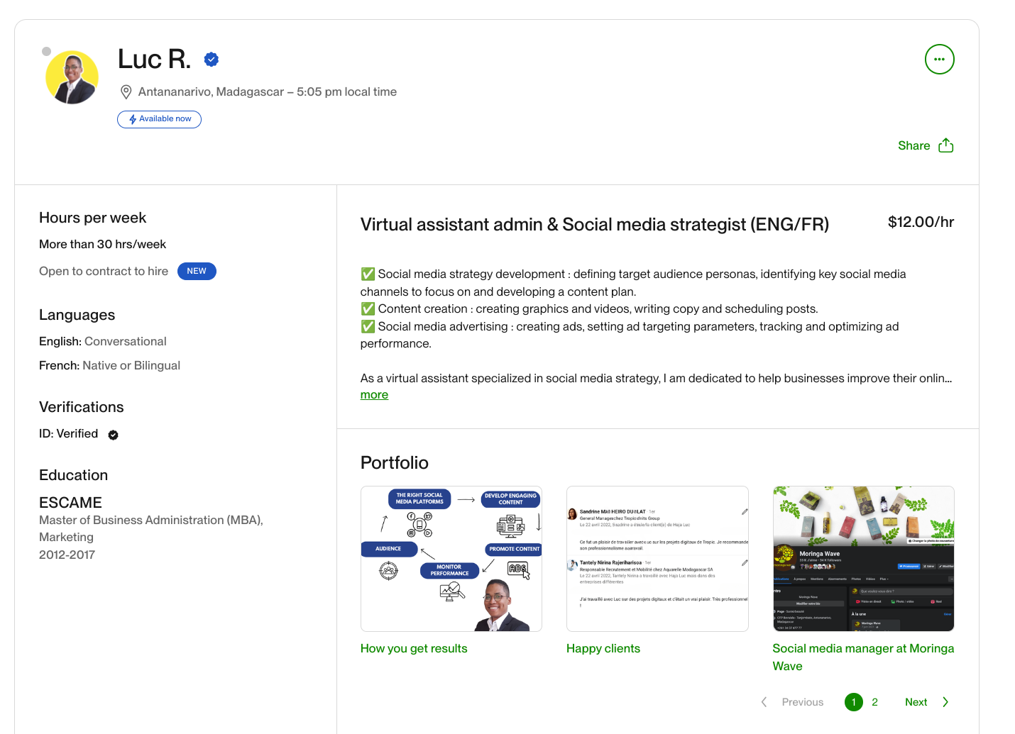 My first upwork account opened  - student project