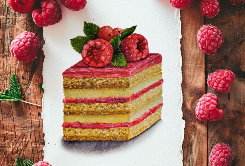 Rasperries cake yumy!