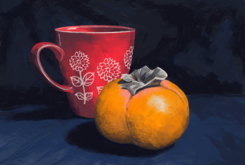 Persimmon and mug