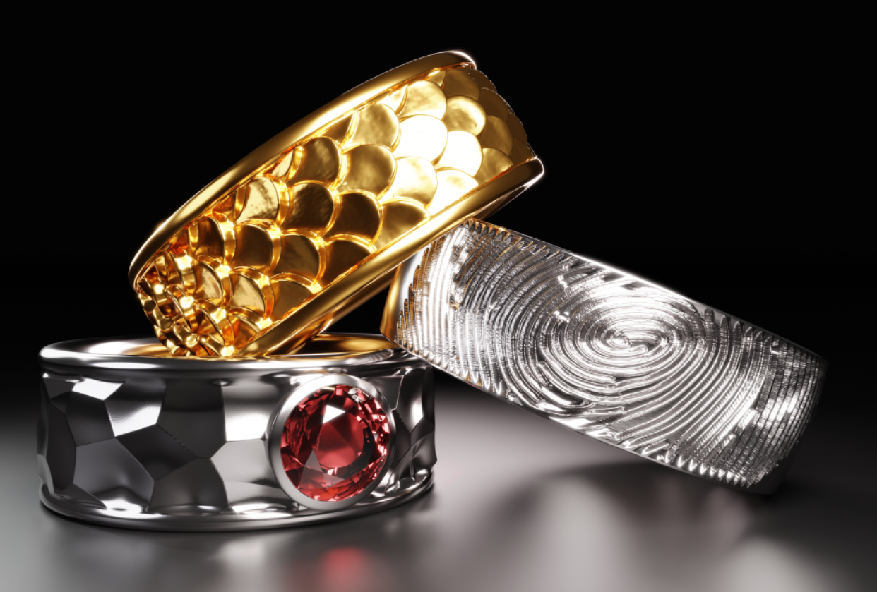 Different Patterns on 3D Printable Rings & Rendering - student project