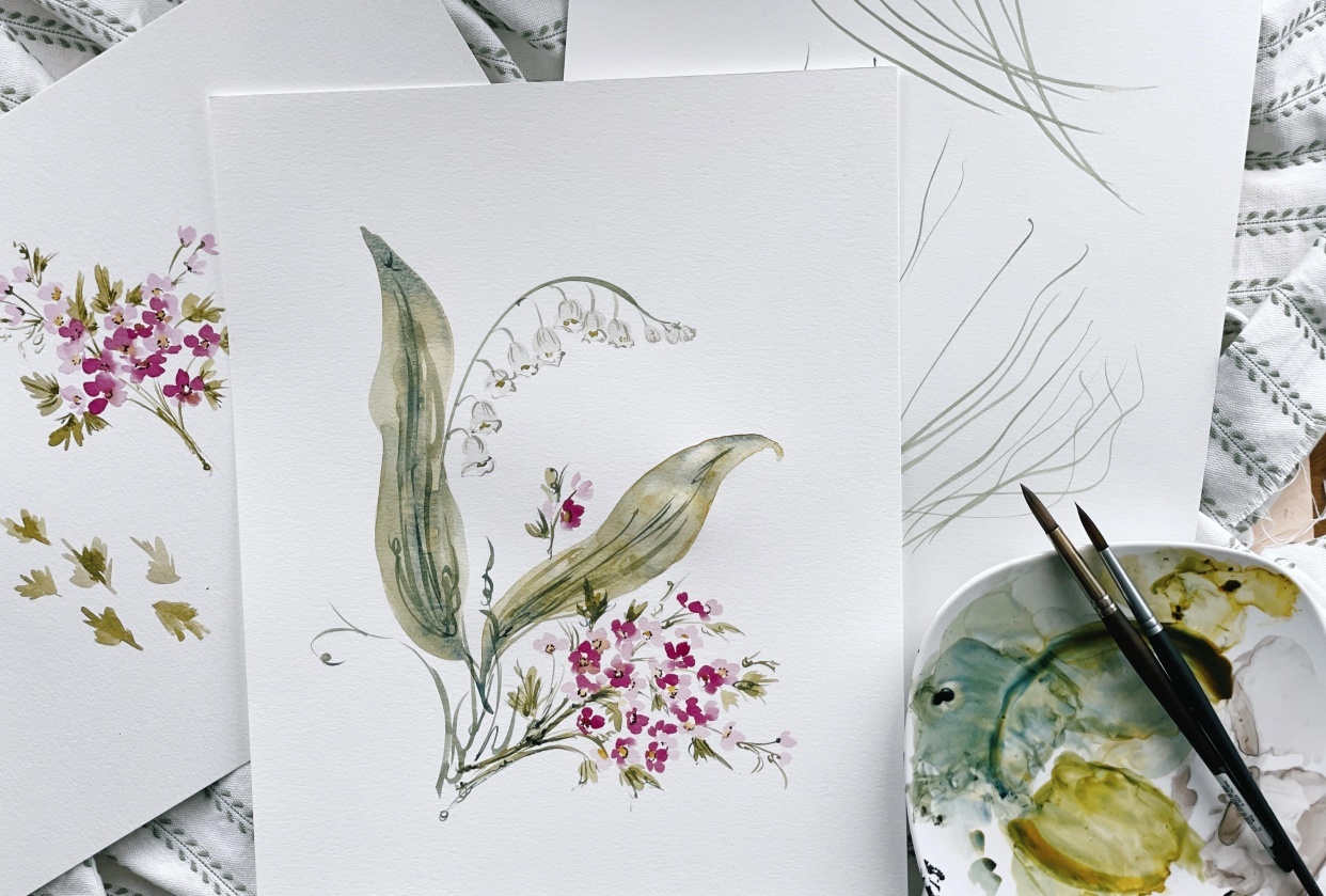Loose Lily-of-the-valley & Hawthorn - student project