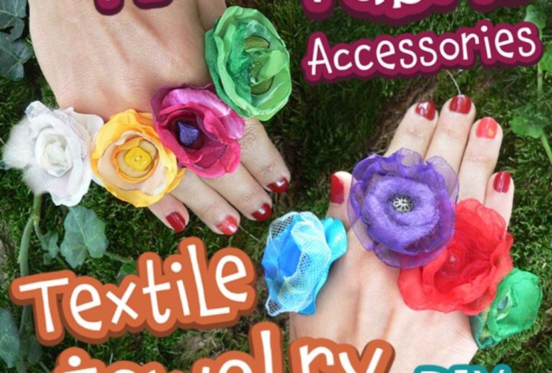 Textile Jewellery With Fabric Floral Rings