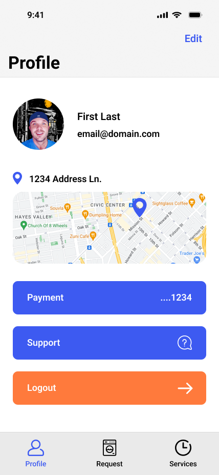 Clothes cleaning app interactive design - student project