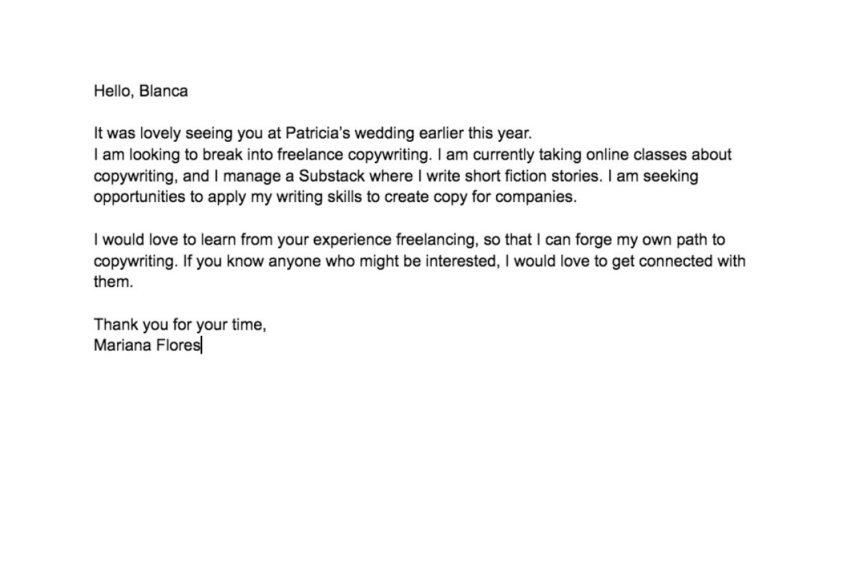 Freelance Email Template - student project