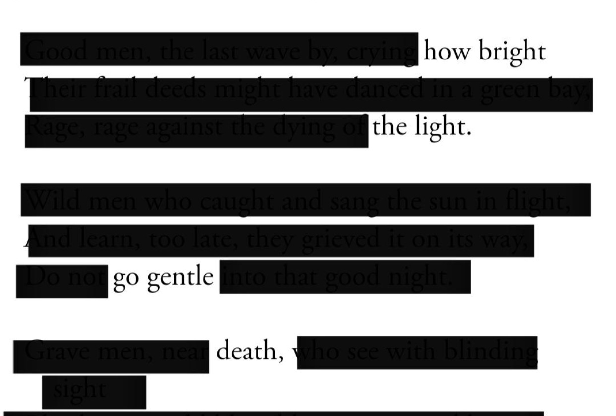 Digital Blackout Poetry - student project