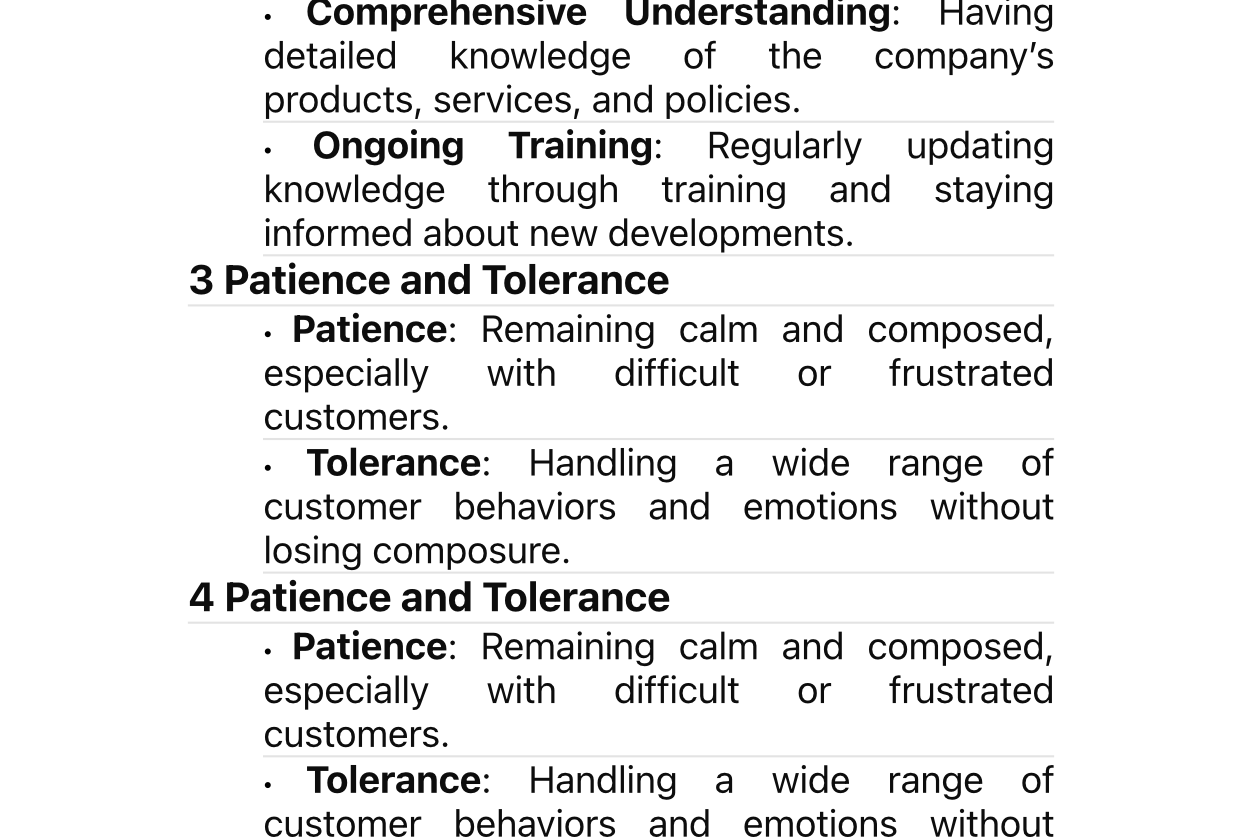 Few essential elements a customer service needs.