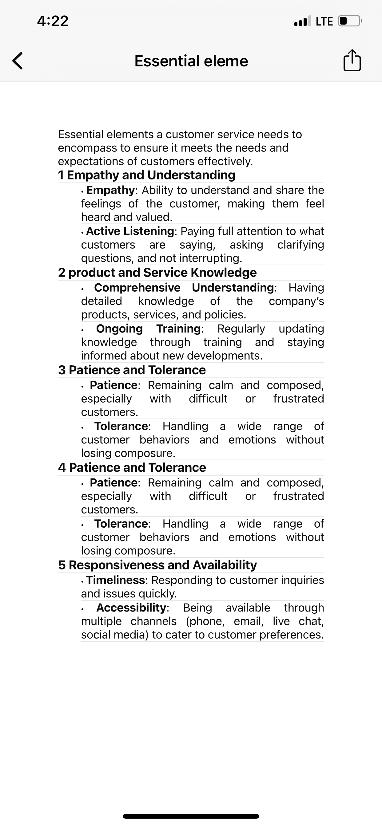 Few essential elements a customer service needs.