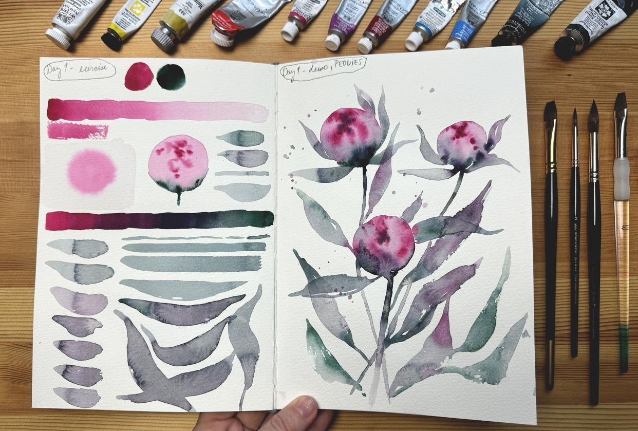 7 day watercolor challenge - My project - student project