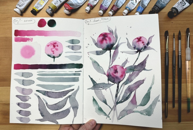 7 day watercolor challenge - My project