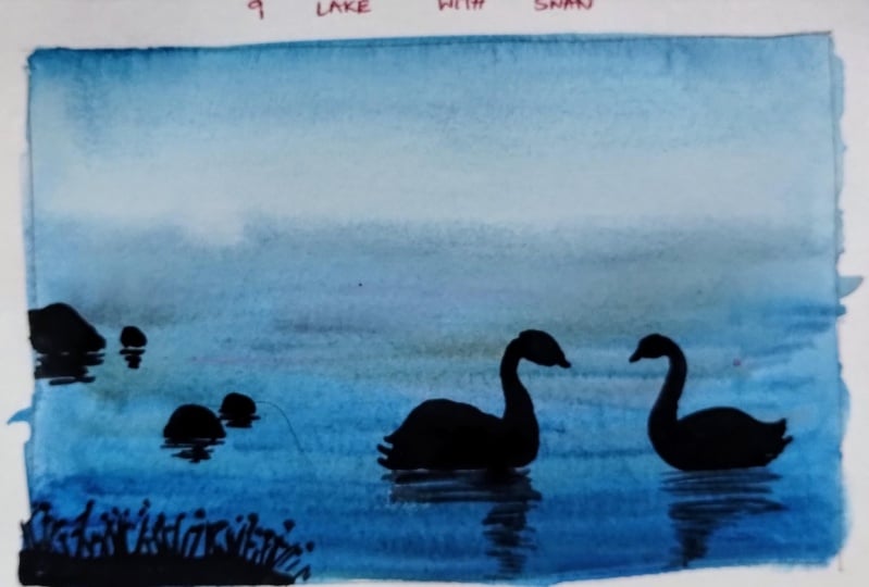 Watercolor landscape with Sanika
